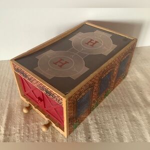 Thomas Wooden Railway The Works Engine Repair Shop wcustom heliport landing roof